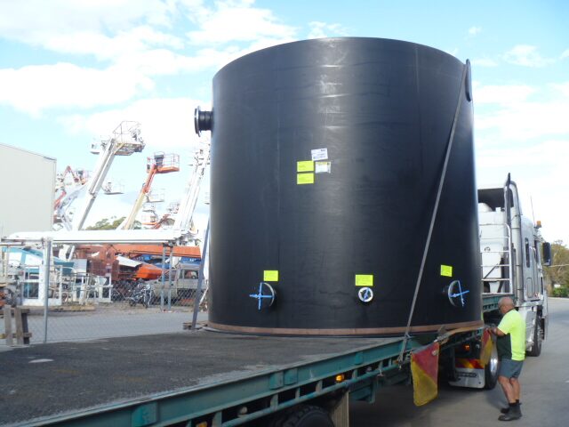 Effluent Tank being loaded for shipping. Wastewater treatment Tanks 